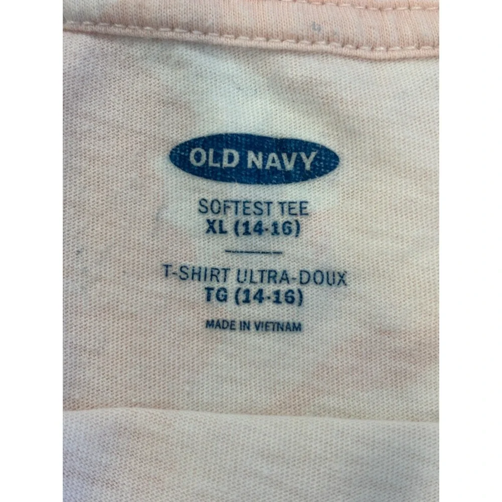 Old Navy Softest Shirt Girls XL‎ 14-16 Pink White Camouflage Casual High Low Hem